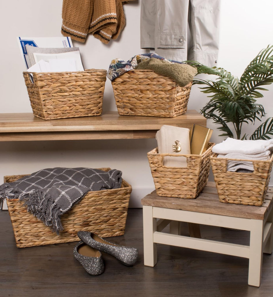 Hyacinth Collection Storage Baskets, Large Set, Assorted Sizes, Natural, 5 Piece