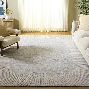 Abstract Collection Area Rug - 11' x 15', Grey & Ivory, Handmade Wool, Ideal for The Living Room, Dining, Bedroom