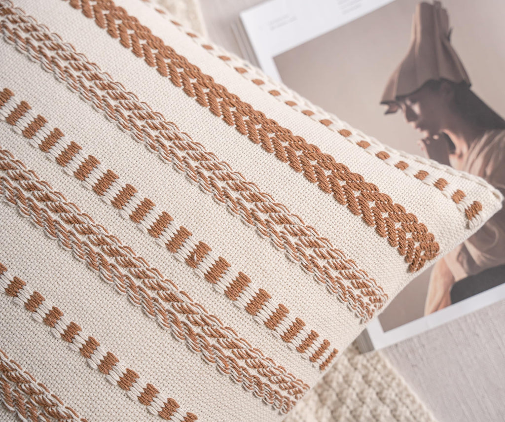 Brown Fall Rustic Boho Throw Pillow Covers 20x20 Inch Set of 2