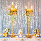 Gold Wedding Candelabra Tall - 50" Antique Floor Candelabra, Metal 5 Arm Candelabra, Spiral Candelabra Candle Holder