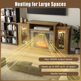 Fireplace TV Stand for 65 Inch TV, Entertainment Center with 18 inch Electric Fireplace & LED Lights,Mordern Media