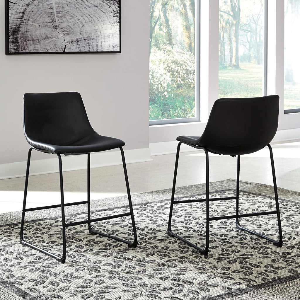 Centiar 24" Counter Height Modern Bucket Barstool, 2 Count, Black