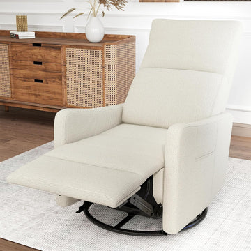 Power Swivel Recliner Chair, 270°Swivel Rocker Chair for Adults, Rocking Recliner Upholstered Fabric Glider Recliner