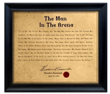 The Man In The Arena Poster Framed, 14x12, Theodore Roosevelt Quotes, Inspirational Print wall art, Motivational