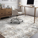 5x7 Washable Abstract Area Rug, Neutral Thin Non-Slip Carpet for Bedroom Dining Room Brown Grey