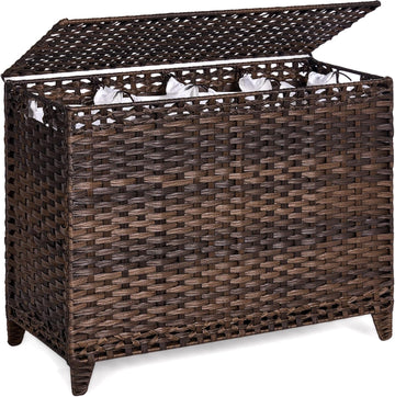 Laundry Hamper with 4 Removable Liner Bags, 176L Laundry Sorter with Lid | Raised Feet; Side Carry Handles; Handwoven