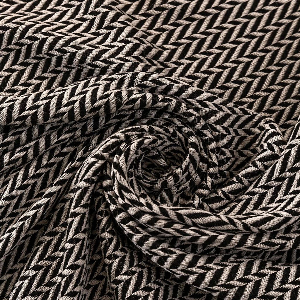 Premium Cotton Light Weight Boho Throw Blanket 50”x60” Gray Black and Off White