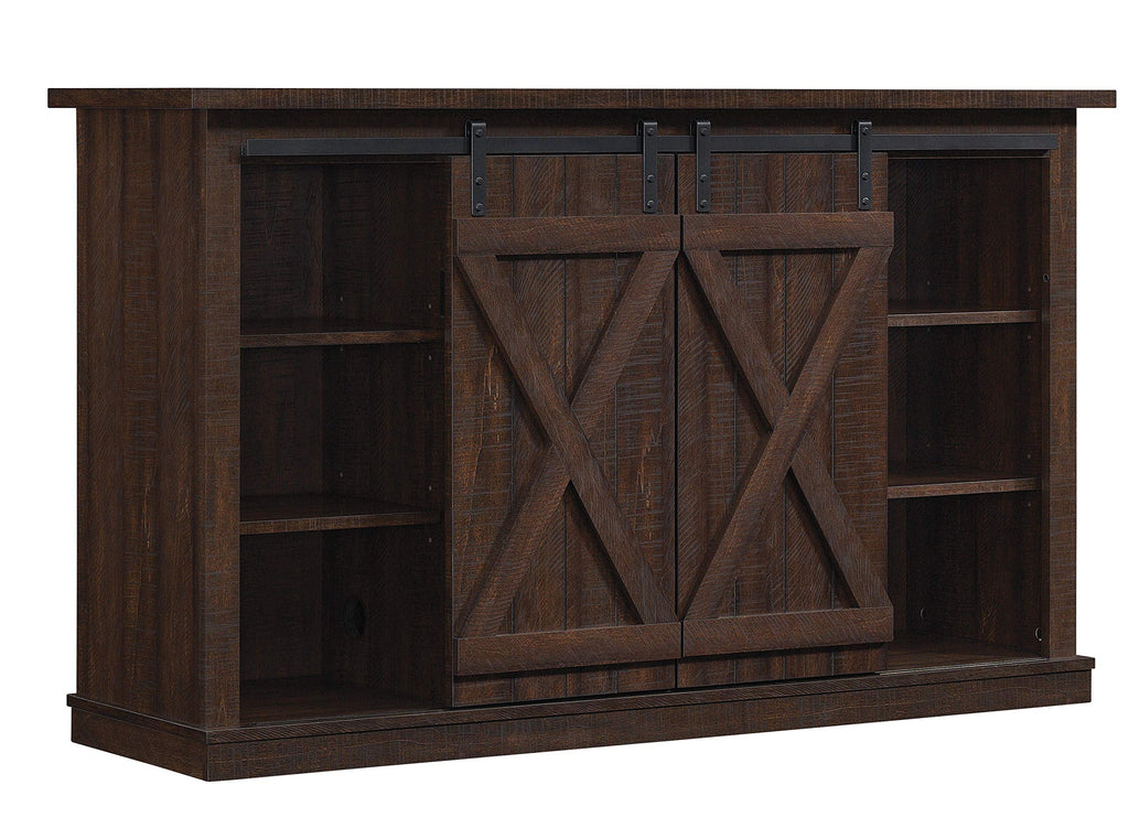 Sliding Barn Door TV Stand, Sawcut Espresso
