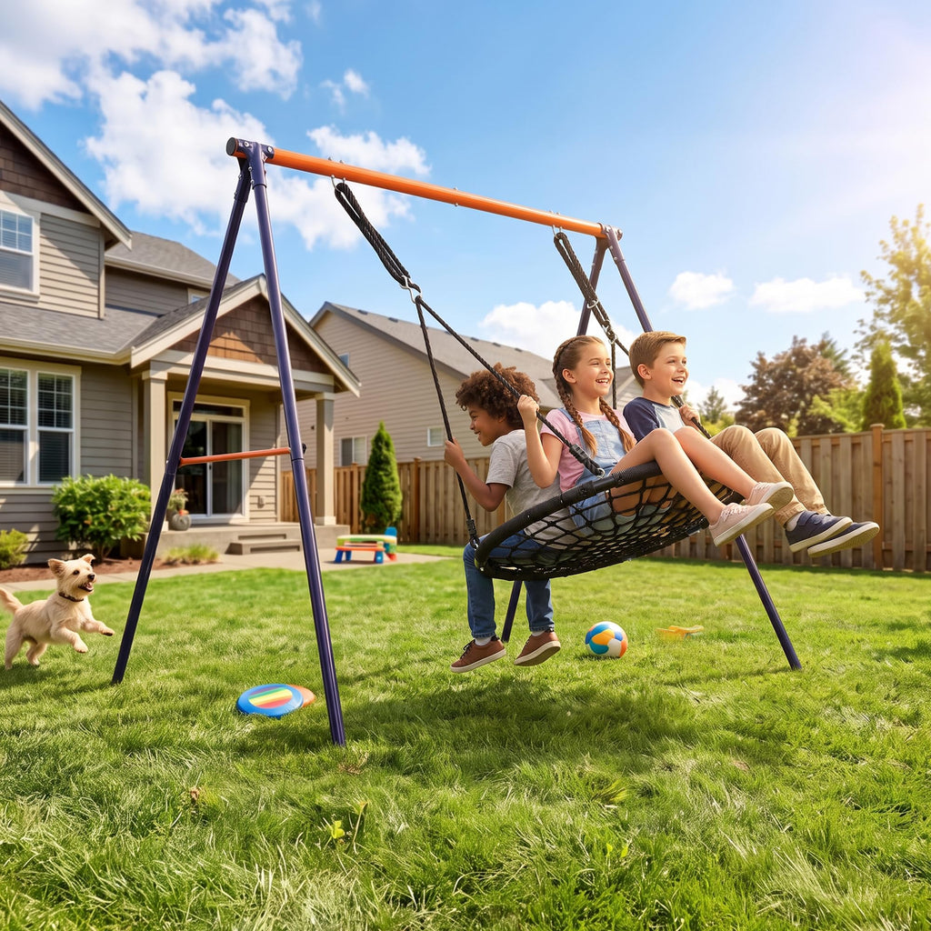 48 Inch Spider Web Tree Swing, Round Net Swing