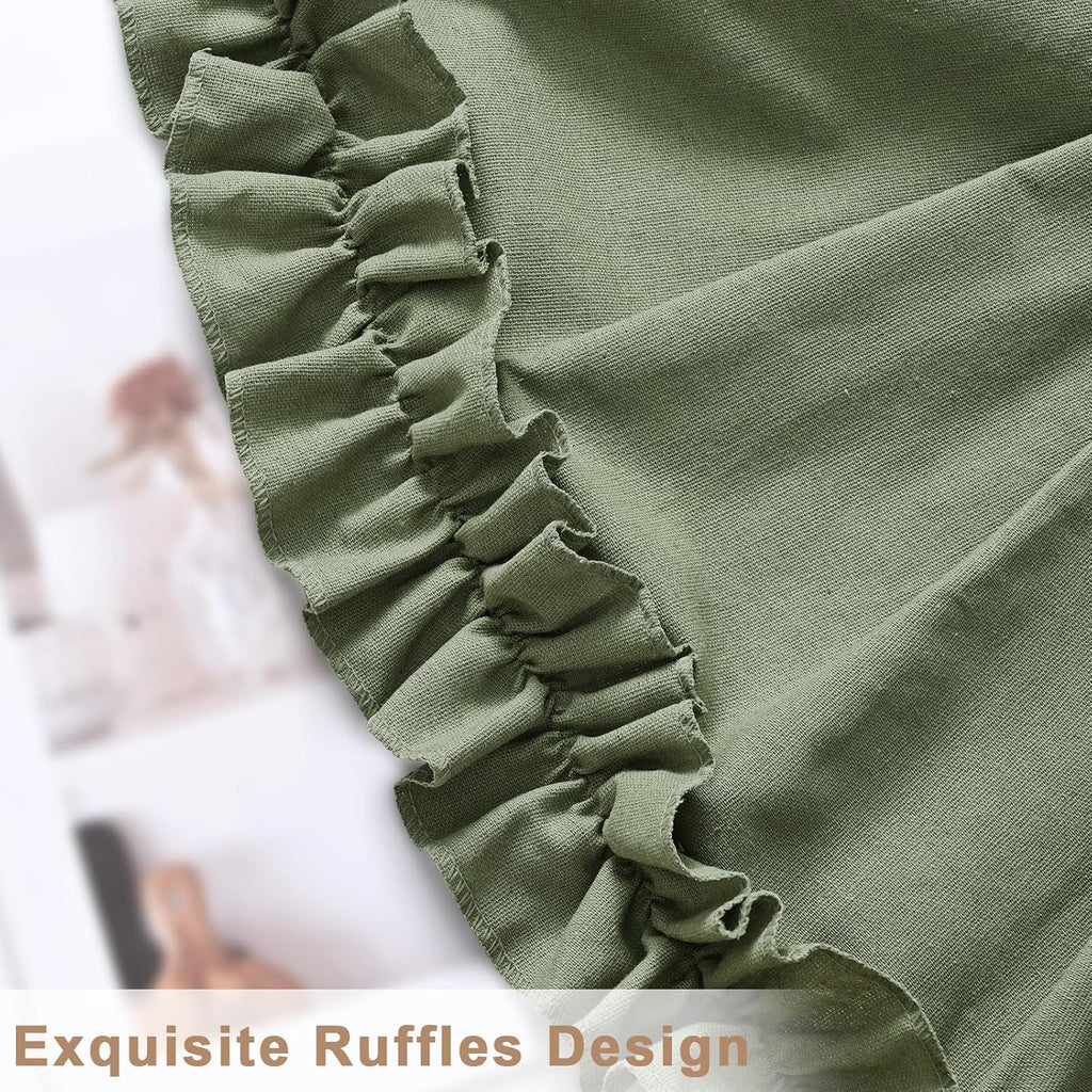 Linen Valances for Windows Farmhouse Ruffle Swag Valance Rustic Country Window Valances Light Filtering Kitchen