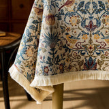 Farmhouse Floral Tablecloths Rectangular Vintage Flower Print Table Cloth with Tassel Rustic French 