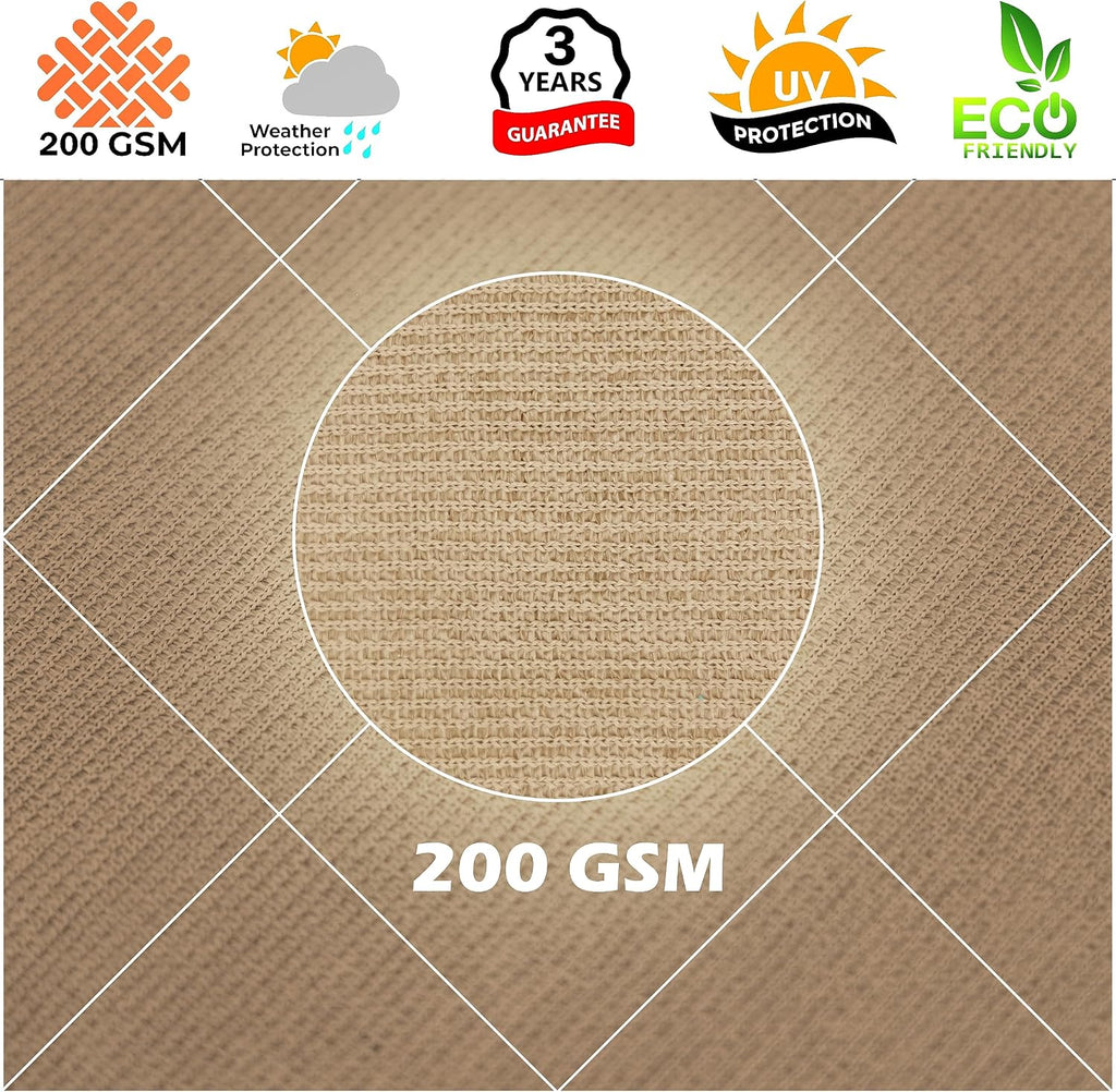 8' x 18' Sand Beige Rectangle Square Sun Shade Sail Order to Make RTAPR1016 Canopy, UPF50+ 95% UV Blockage, 200GSM