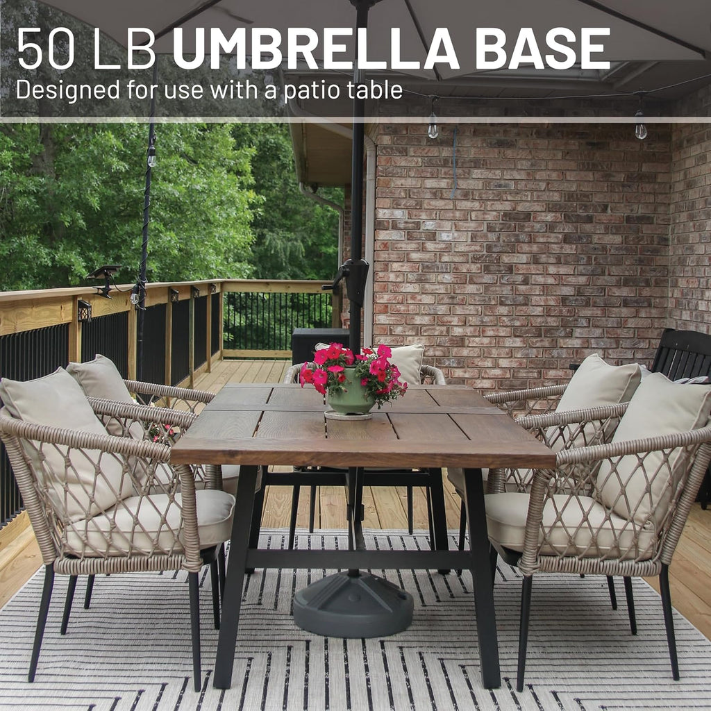 Durable 50 Pound Fillable Umbrella Base Designed to be Used with a Patio Table - Gray