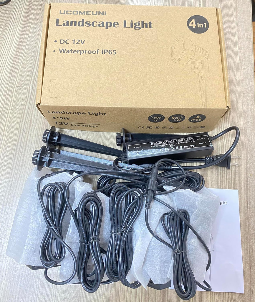 Low Voltage Landscape Lighting, 12V LED Lamps Outdoor Landscape Spotlights Outside Graden Pathway Lights, Plug in