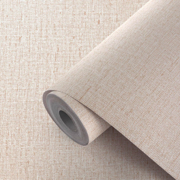 Beige Wallpaper Peel and Stick 472" Textured Beige Grasscloth Contact Paper Faux Linen Stick on Wall Paper Waterproof