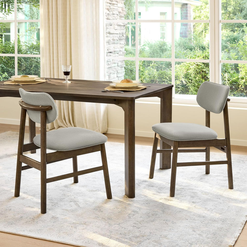 59" Mid Century Modern Dining Table for 6, Rectangle Wood Kitchen & Dining Room Table, Solid Rubberwood Frame, Walnut