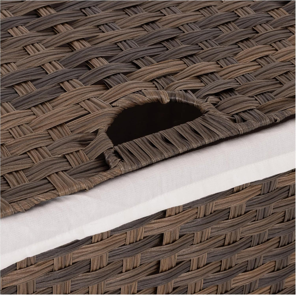 Premium Handwoven Portable Laundry Bin Basket with Carrying Handles, Household Storage for Clothes, Linens, Sheets