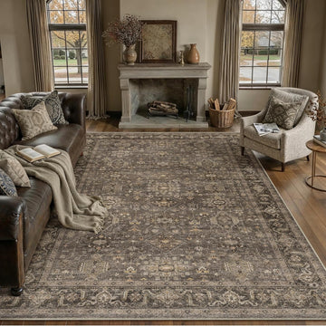 9x12 Dark Brown Vintage Area Rug