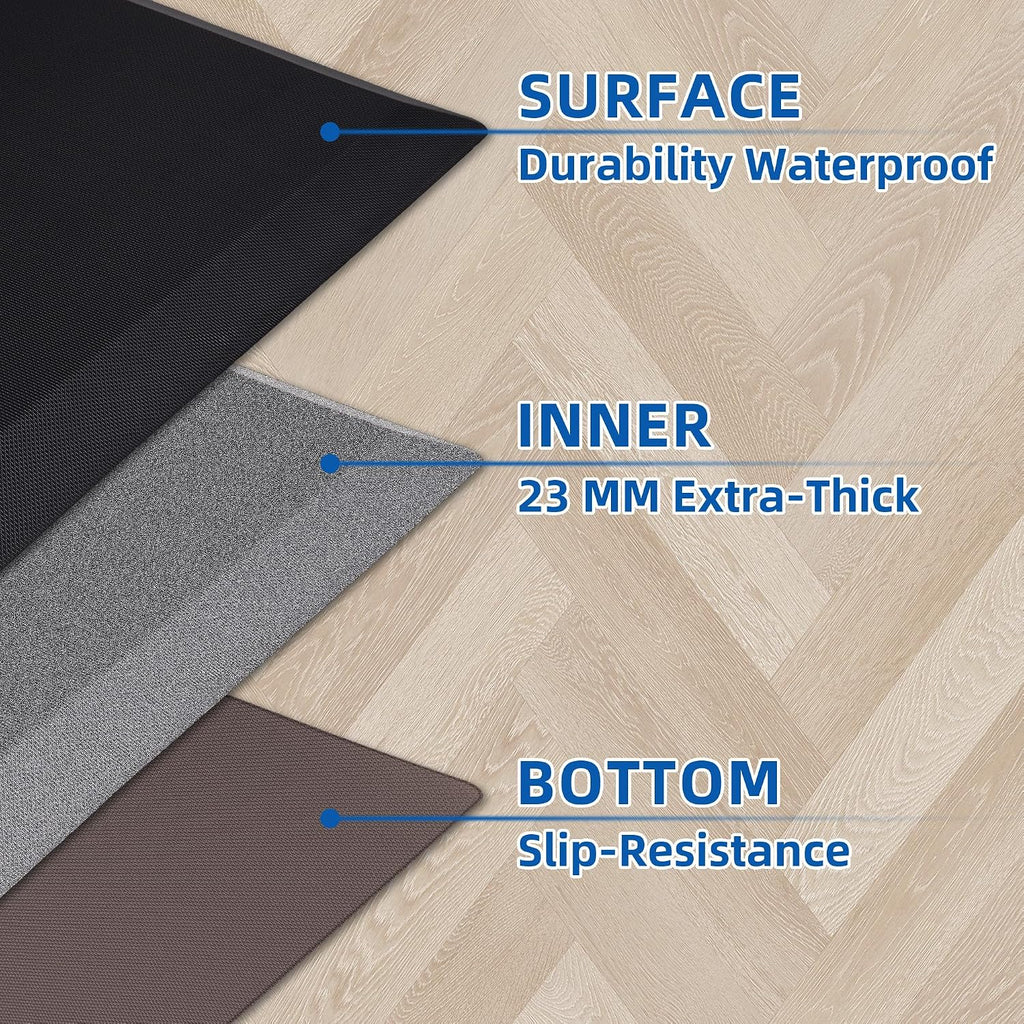 Extra Thick Anti Fatigue Mat Floor, 20x48, Black | 9/10 Inch Thick, Cushioned Standing Desk Mat, Memory Foam