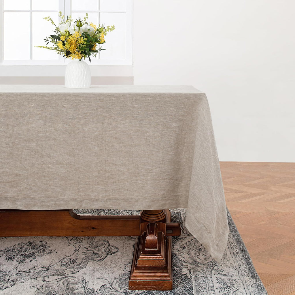 Linen World Linen Tablecloth,100% French Linen Natural Tablecloth 55" x 55" Inch,Washable Square Tab