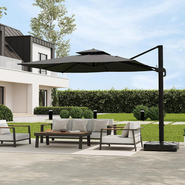 10x10 ft Square Outdoor Umbrella, Cantilever Patio Umbrella