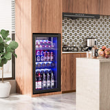 Beverage Refrigerator Cooler-130 Cans Freestanding Mini Fridge Cooler with Glass