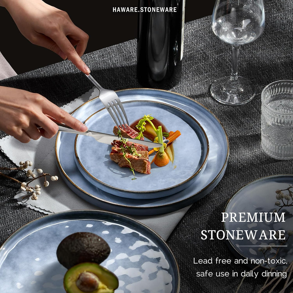 Dinnerware Sets, 12-Piece Plates and Bowls Set, Stoneware Dish Set for 4, Ceramic DinnerwareRestaurant