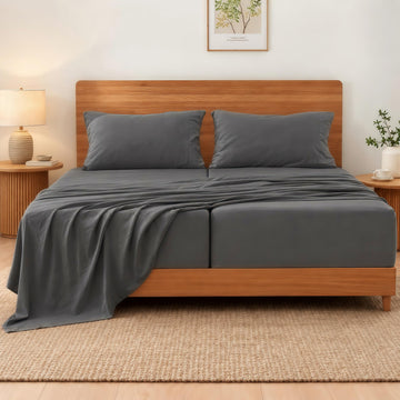 5 Pcs Split King Sheets Set - Soft, Breathable & Cozy - Dark Grey