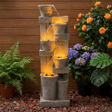 49.6" Tall Outdoor Waterfall Fountain