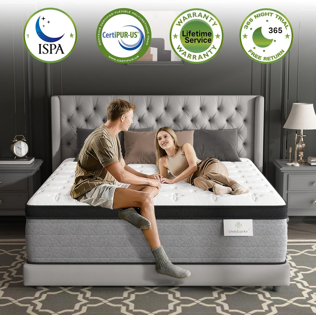 California King Mattress 12 Inch, Luxury Hotel Hybrid Cal King Mattress | Gel Memory Foam & Pocket Springs, 7-Zone