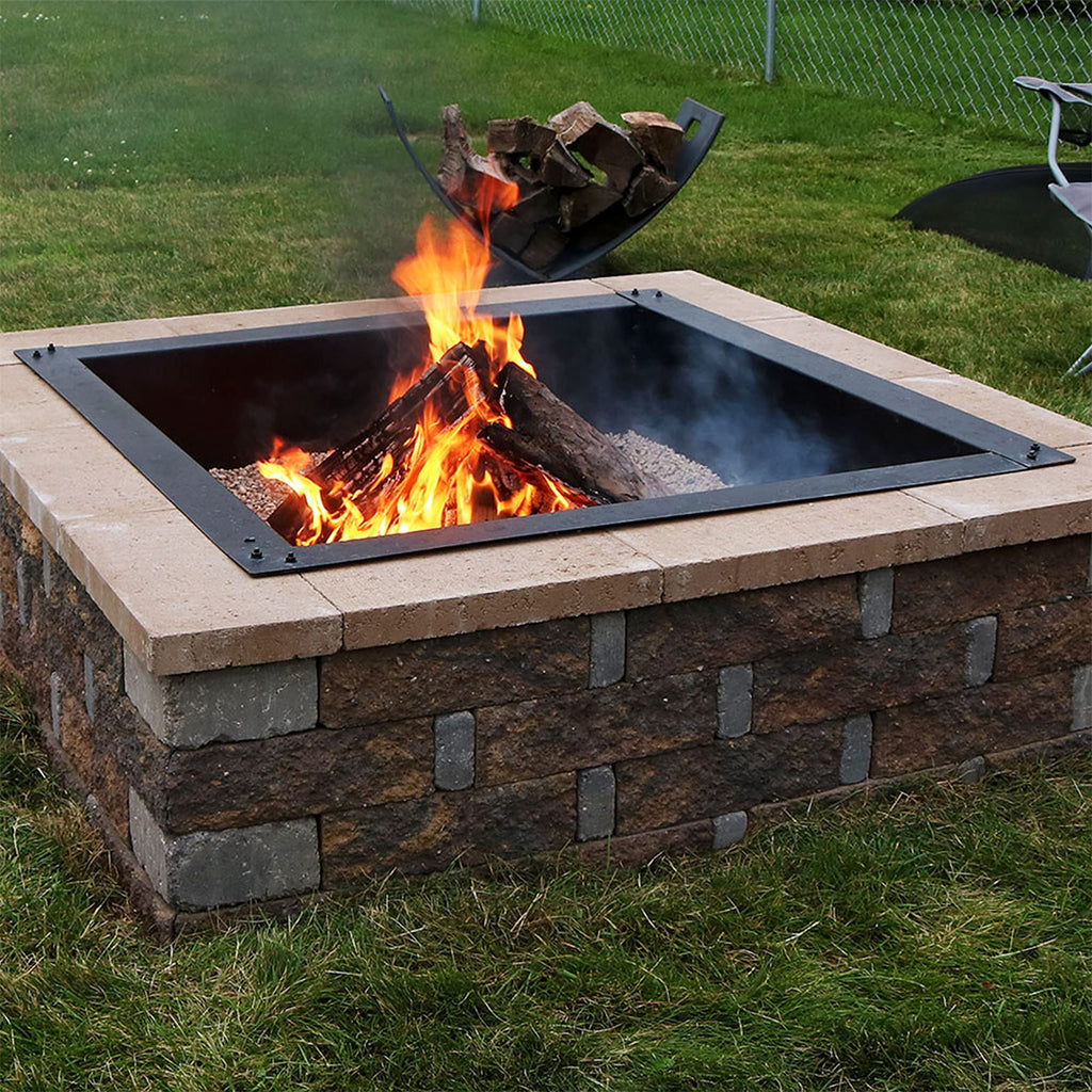 Outdoor Steel Square Fire Pit Ring Insert, 36" Outer / 30" Inner