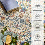 Farmhouse Floral Tablecloths Rectangular Vintage Flower Print Table Cloth with Tassel Rustic French 