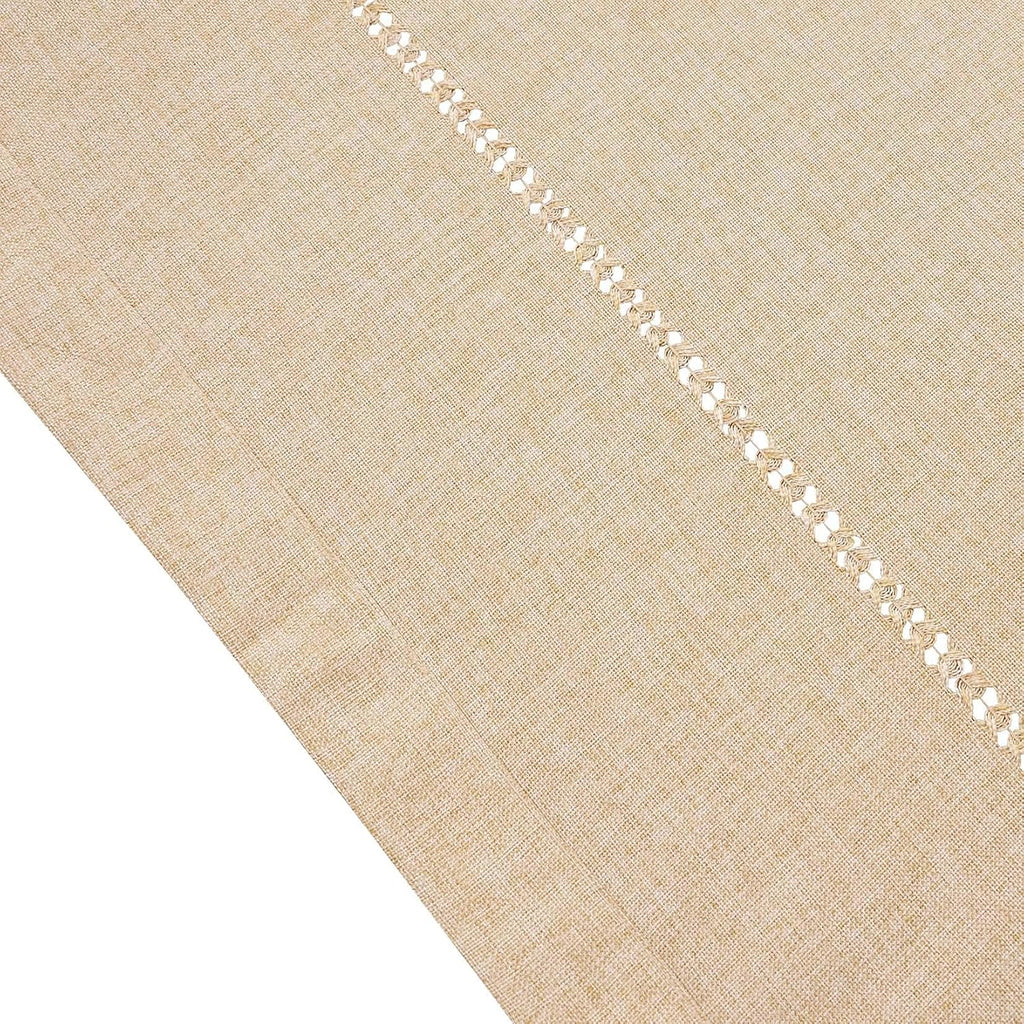 Solid Beige Color Double Hemstitched Dining Oval Tablecloth (Beige, Oval 60x120 inches)