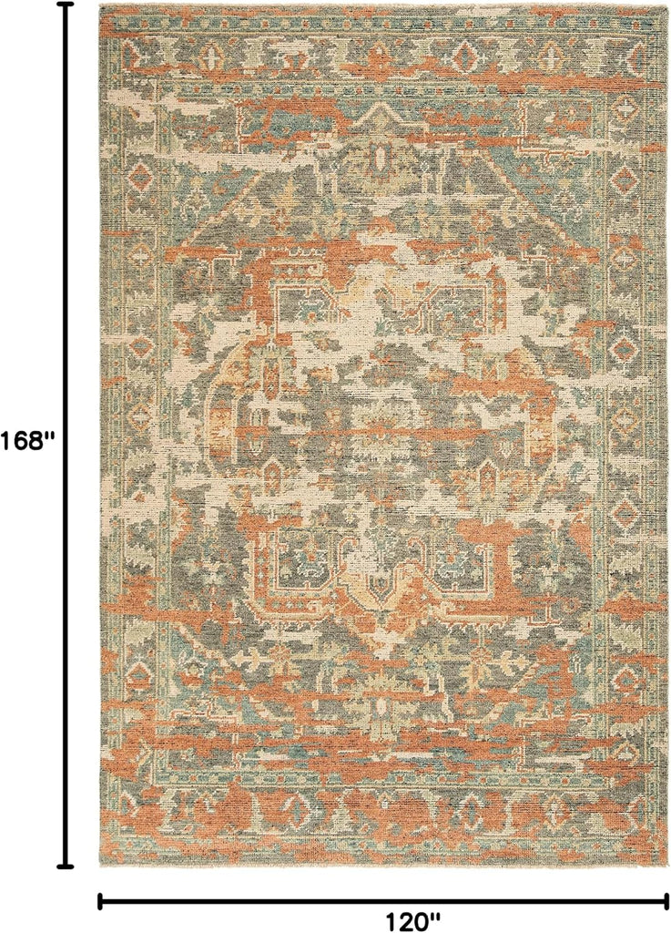 Izmir Area Rug - 10' x 14', Rust & Taupe, Hand-Knotted Traditional New Zealand Wool