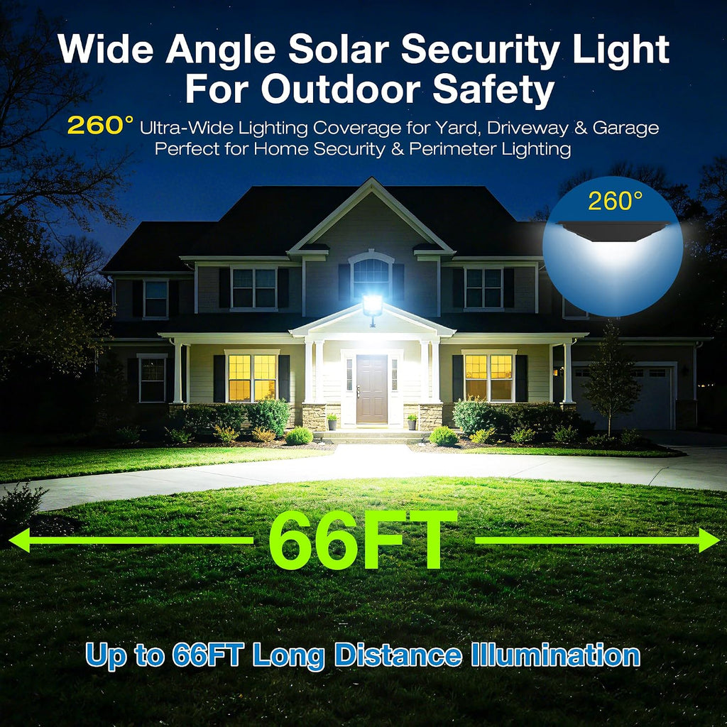 Solar Lights Outdoor, 6500K Motion Sensor Security Lights, 2-Pack | IP66 waterproof with dusk to dawn lighting