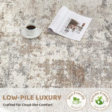 10x14 Area Rug Living Room Rugs - Washable Neutral Modern Abstract Soft Thin Large Rug Indoor Floor 