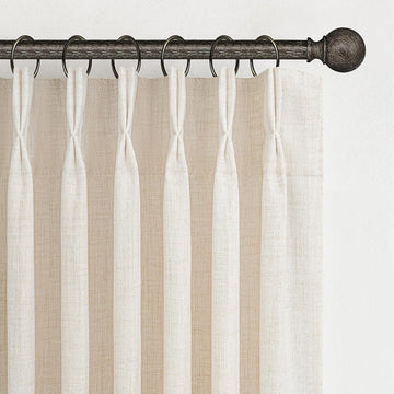 Pinch Pleated Linen Curtains for Living Room Bedroom, Light Filtering Boho Window Drape 2
