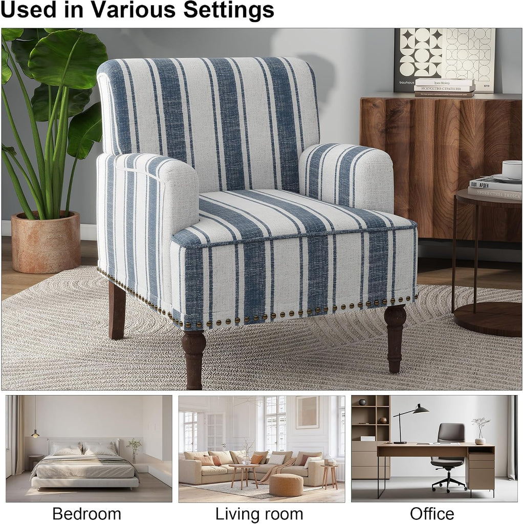 Accent Chair, Mid Century Modern Comfy Armchair , Linen Fabric Single Sofa Lounge for Reading Bedroom Apartment