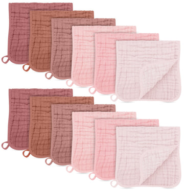 12 Pack Muslin Burp Cloths Large 100% Cotton Burping Clothes for Baby Drool - Absorbent and Soft Boys & Girls Milk