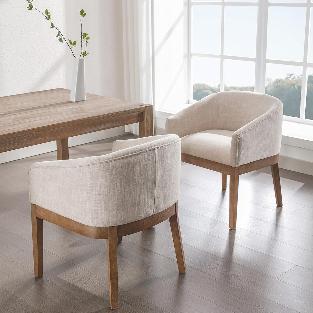 Beige Dining Chairs Set of 2 Mid-Century Modern Dining Chairs