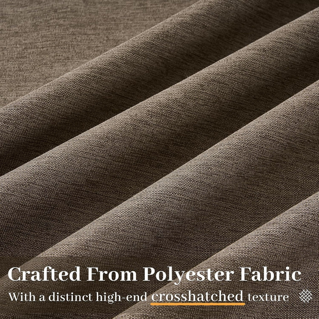 Thick Linen Pinch Pleated Sheer Curtains 84 Inches Long 2 Panels Set Bedroom,Dark Flax Drapes with Memory Trained - Set of 2