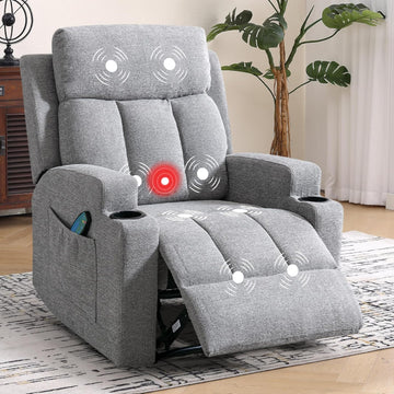 1PCS Fabric Manual Recliner Chair for Adults, Comfy Reclining Chairs with Overstuffed Arm and Back, Single Sofa (1