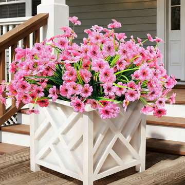 20 Bundles Artificial Flowers for Outdoors, UV Resistant Fake Flowers with Plastic Plants, Faux Silk Flower for
