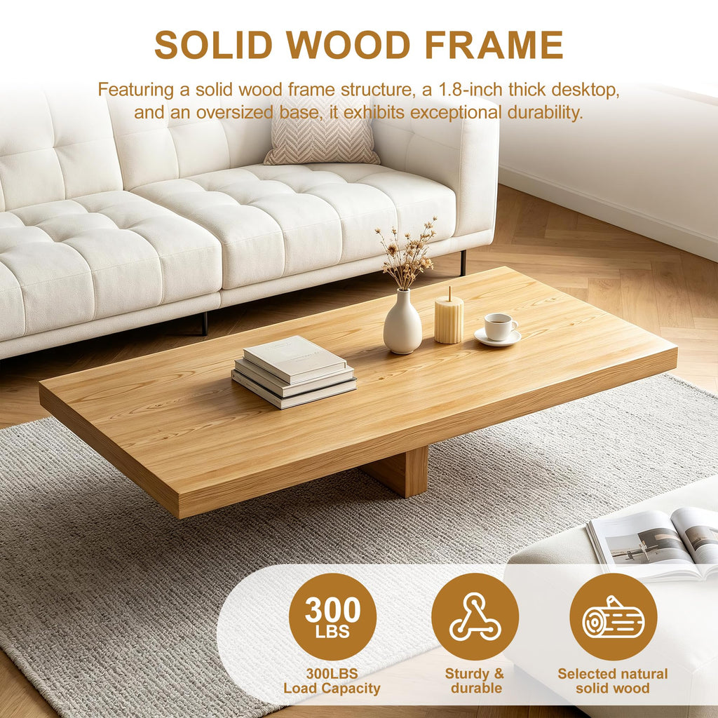 Large Square Coffee Table Solid Wood Farmhouse Coffee Table