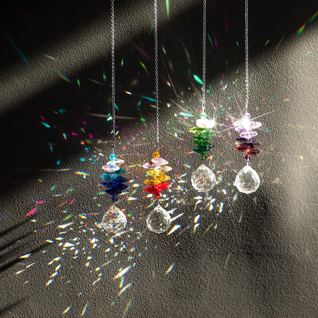 4PCS Crystal Prisms Suncatchers Hanging Sun Catchers for Window Indoor - Rainbow Maker Suncatchers Crystals Ball
