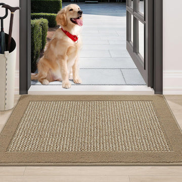 Indoor Door Mat 24" x 36", Dirt Trapper Door Mats, Beige | Non-Slip Entryway Rugs Washable, Trap Dirt Absorbent