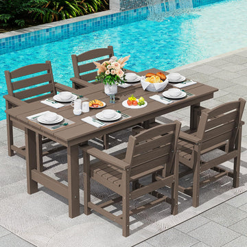 5 Pcs HDPE Patio Dining Set, Outdoor Dining Set for 4, Coffee