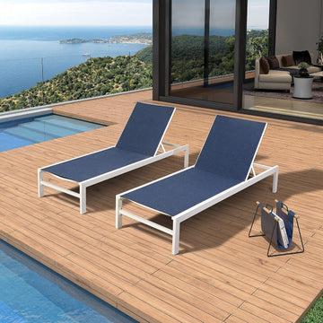 Outdoor Chaise Lounge, Aluminum Patio Lounge Chair with Wheels, Pool Furniture, Patio Reclining Chaise Side, Beach