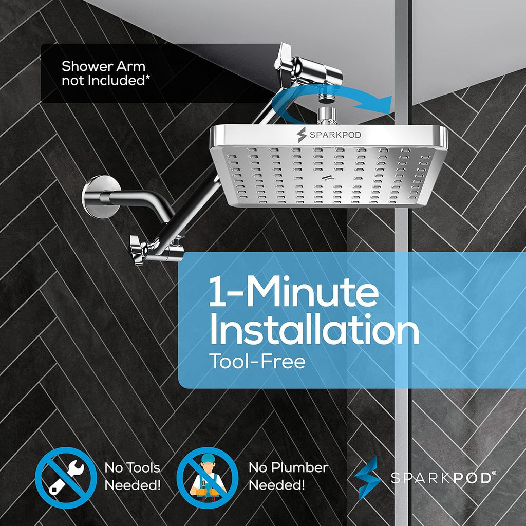 Shower Head - High Pressure Rain - Premium Quality Luxury Design