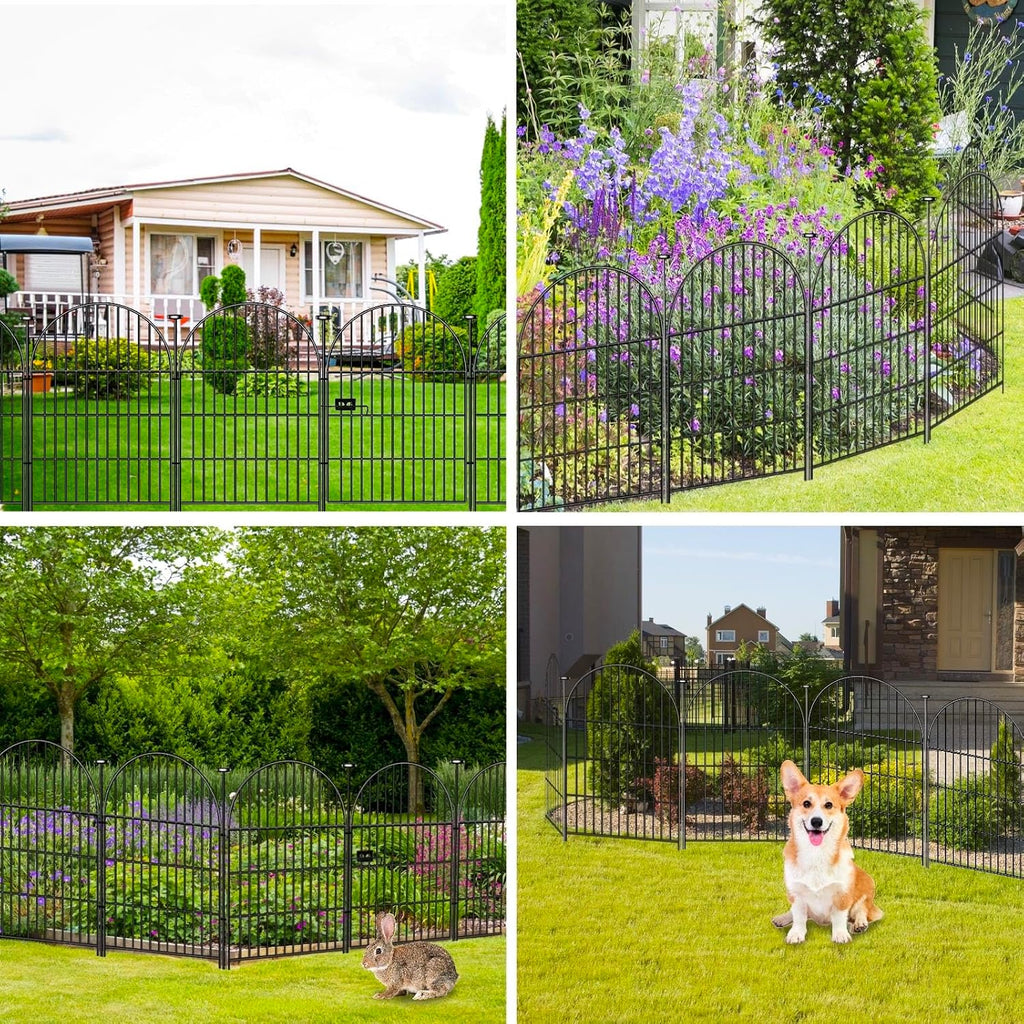 Garden Fencing 36 Inch High with Gate, 14 Panels Garden Fence Total 30.6 Ft(L),No Dig Animal Barrier, Rustproof Metal